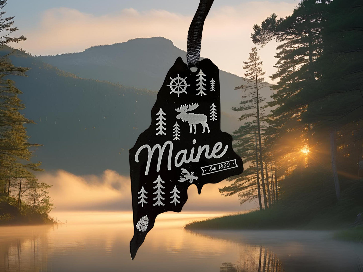 Maine Coastal Acrylic Ornament: Travel Keepsake Christmas Decor