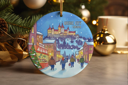Quebec City Canada Ceramic Christmas Ornament – A Charming Canadian Souvenir