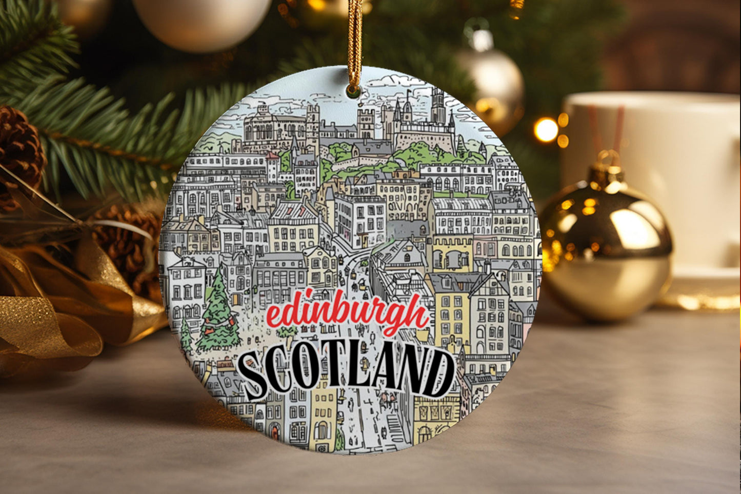Edinburgh Ornament, Scotland Christmas Bauble, Keepsake