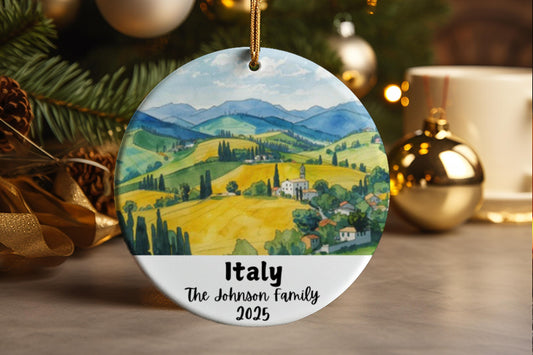 Italy Personalized Ornament | Custom Ceramic Name Ornament | Italian Travel Souvenir Gift | Keepsake