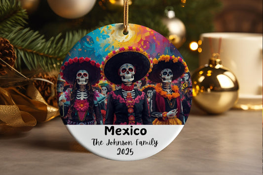Mexico City Ornament  Personalized Travel Souvenir Gift Ceramic Decoration Dias De Los Muertos Keepsake
