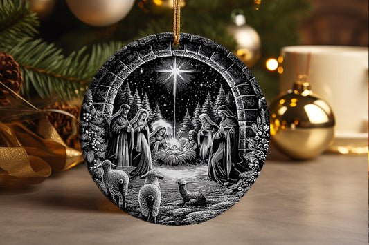 Oh Holy Night Ornament Retro Christian Nativity Decor Vintage Holiday Tree Keepsake
