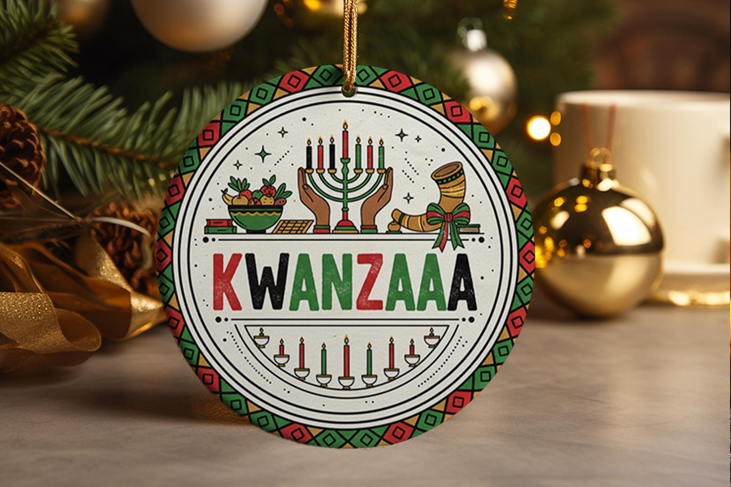 Kwanzaa Kinara Candles Ornament Festival Keepsake