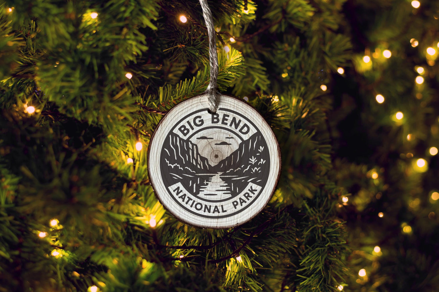 Rustic Wood Slice Ornament: Big Bend National Park Keepsake, Personalized Gift