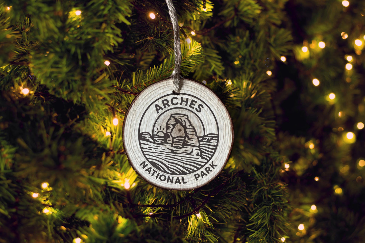 Rustic Wood Slice Ornament: Archer National Park Keepsake, Personalized Gift