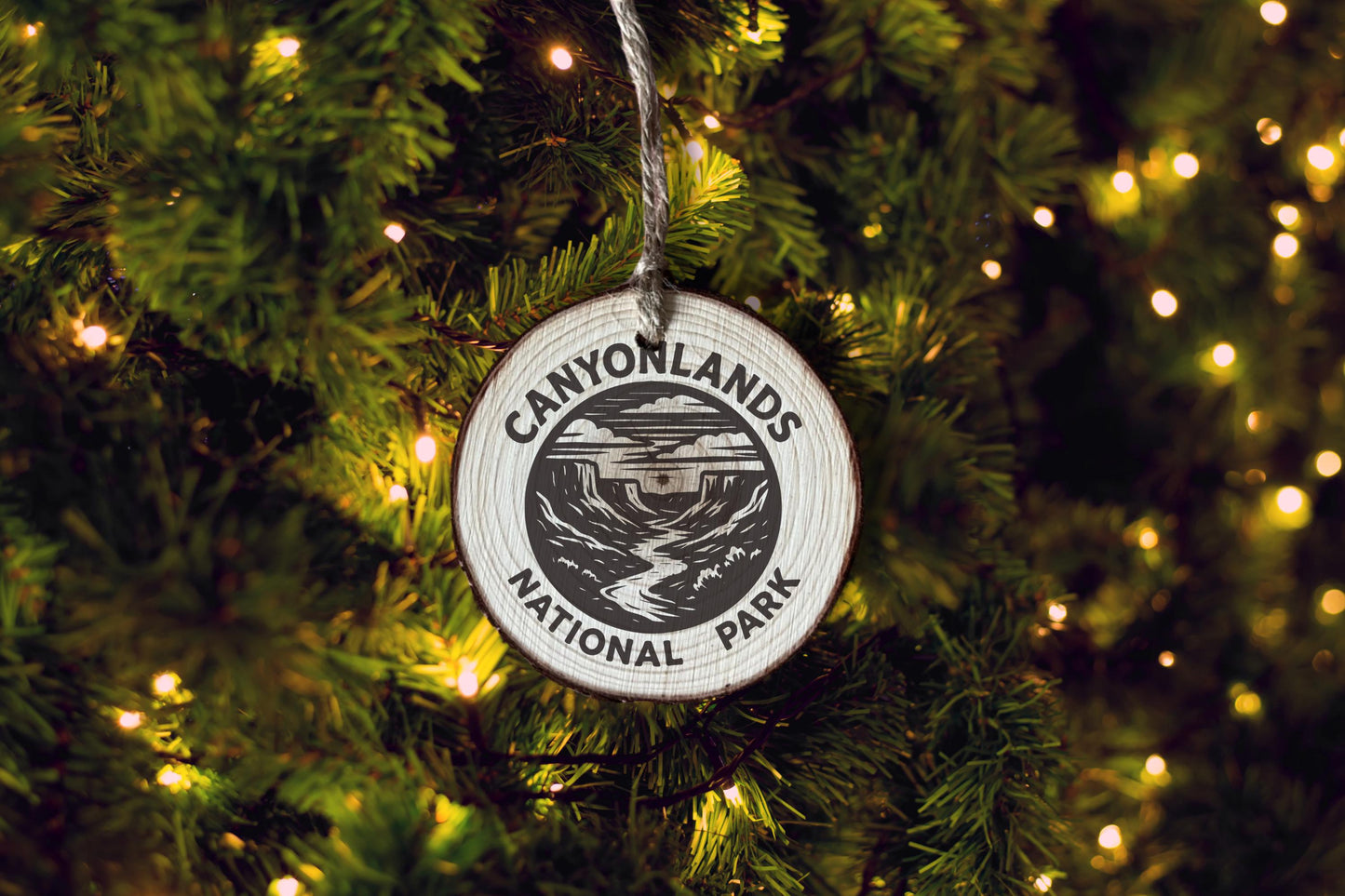 Rustic Wood Slice Ornament: Canyonland National Park Keepsake, Personalized Gift