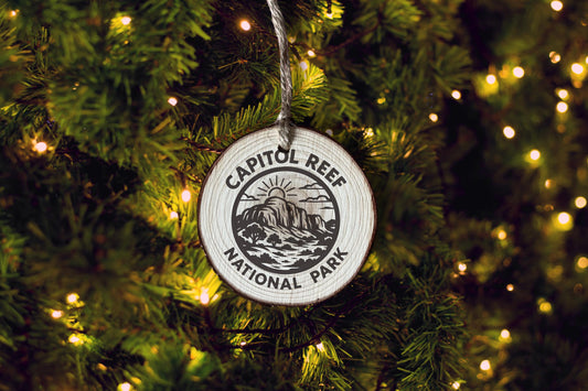 Rustic Wood Slice Ornament: Capital Reef National Park Keepsake, Personalized Gift