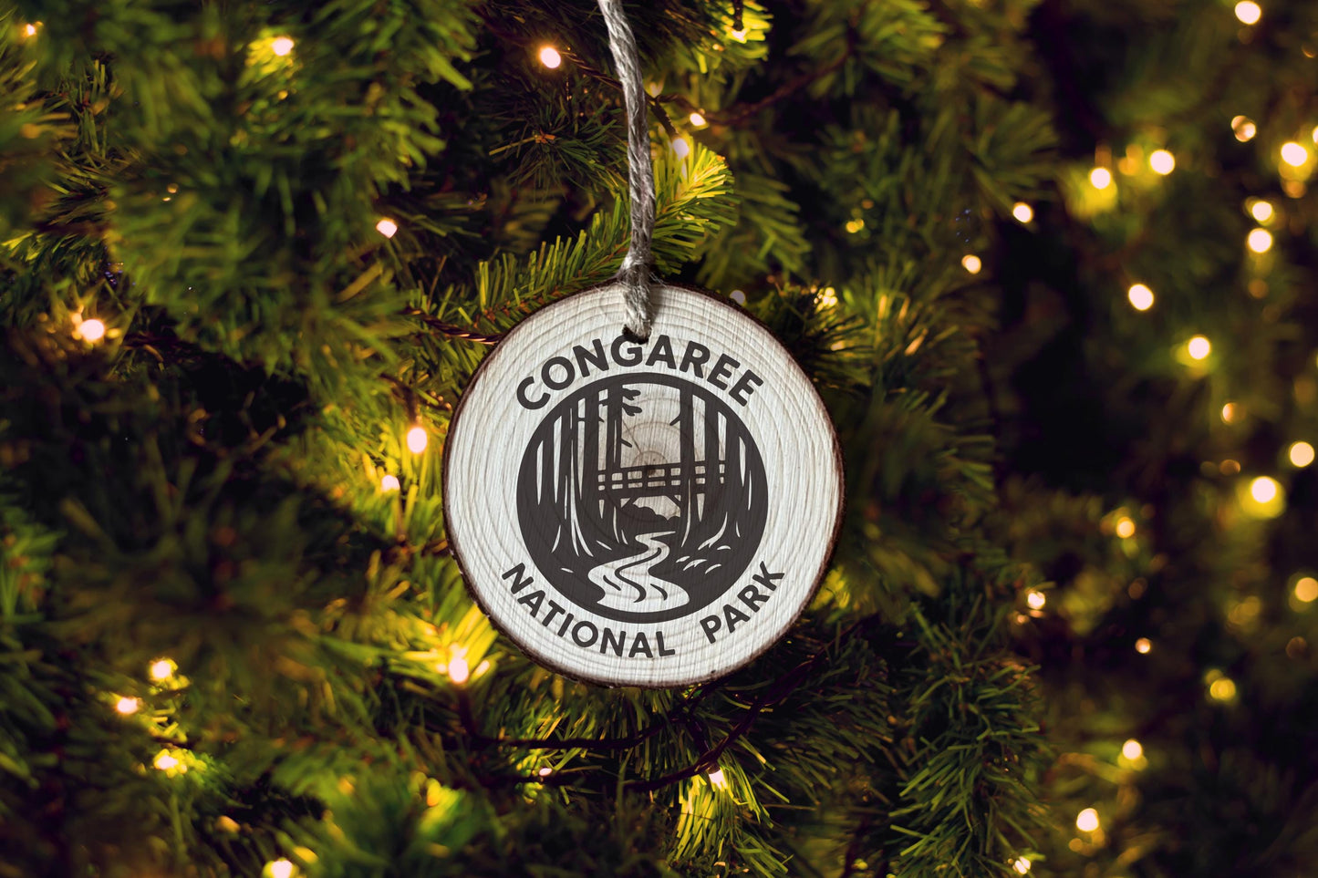 Rustic Wood Slice Ornament: Congaree National Park Keepsake, Personalized Gift