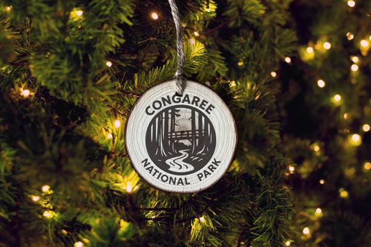 Rustic Wood Slice Ornament: Congaree National Park Keepsake, Personalized Gift