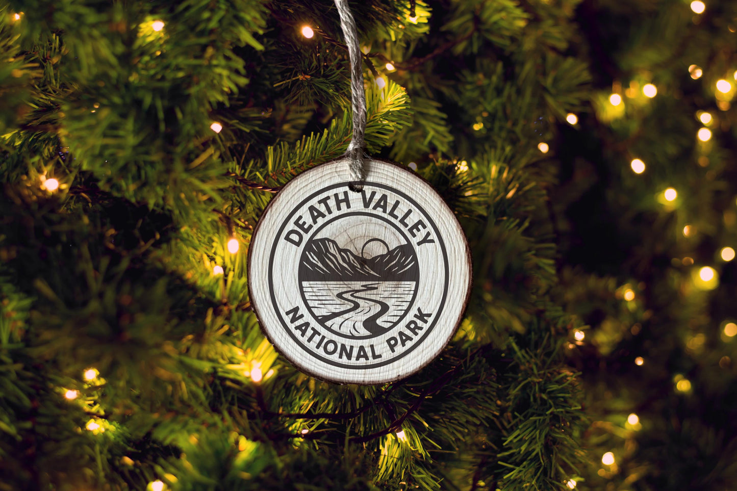 Rustic Wood Slice Ornament: Death Valley National Park Keepsake, Personalized Gift