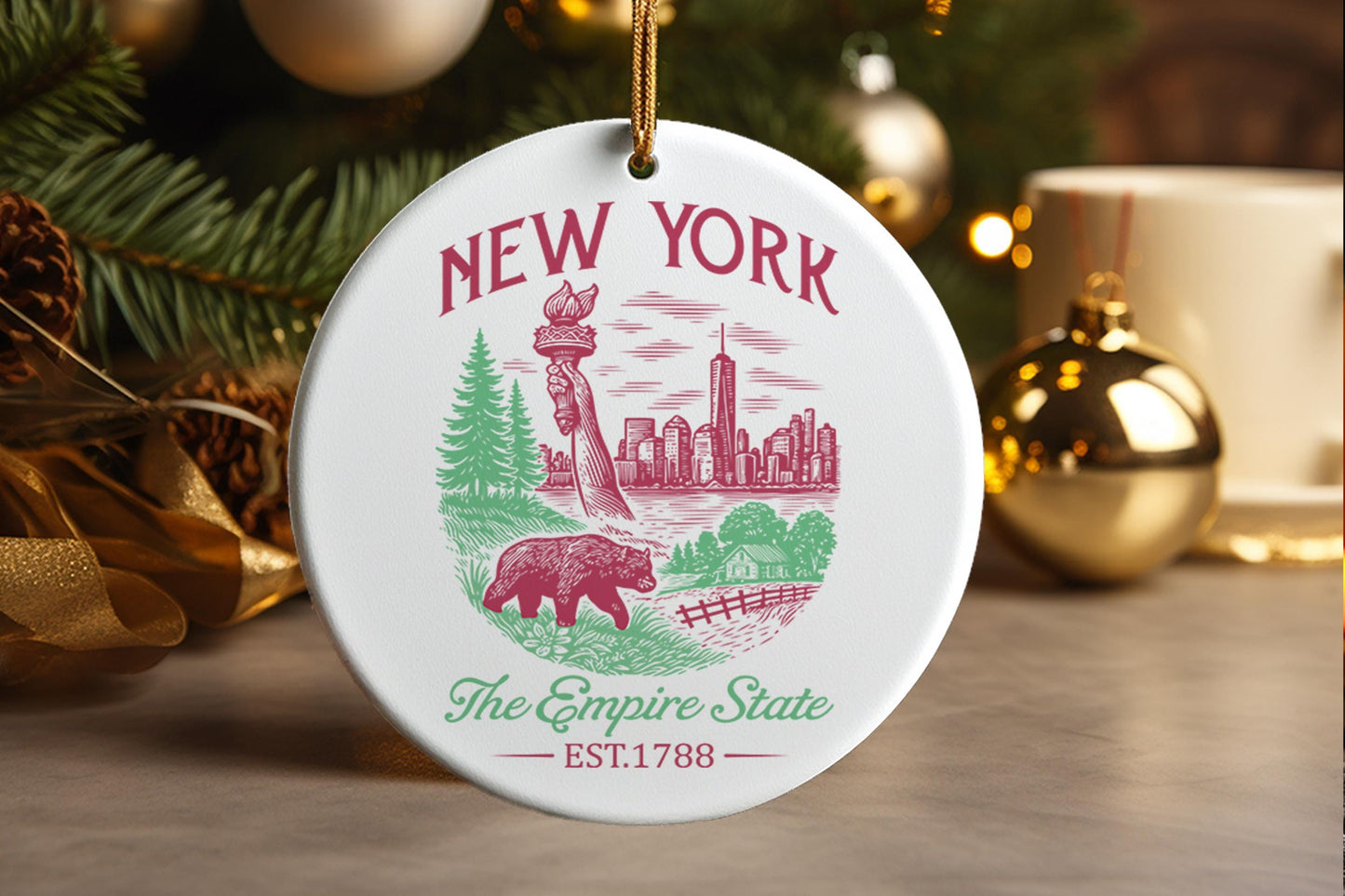 New York State Ceramic Ornament – NYC Travel Souvenir Keepsake