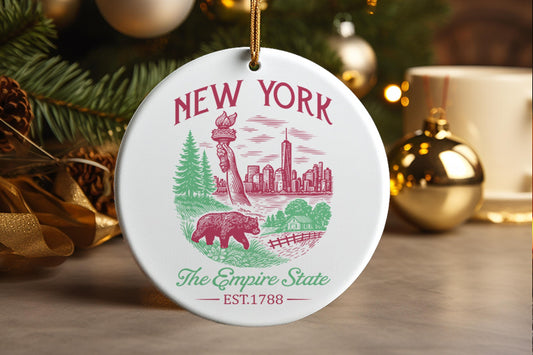 New York State Ceramic Ornament – NYC Travel Souvenir Keepsake