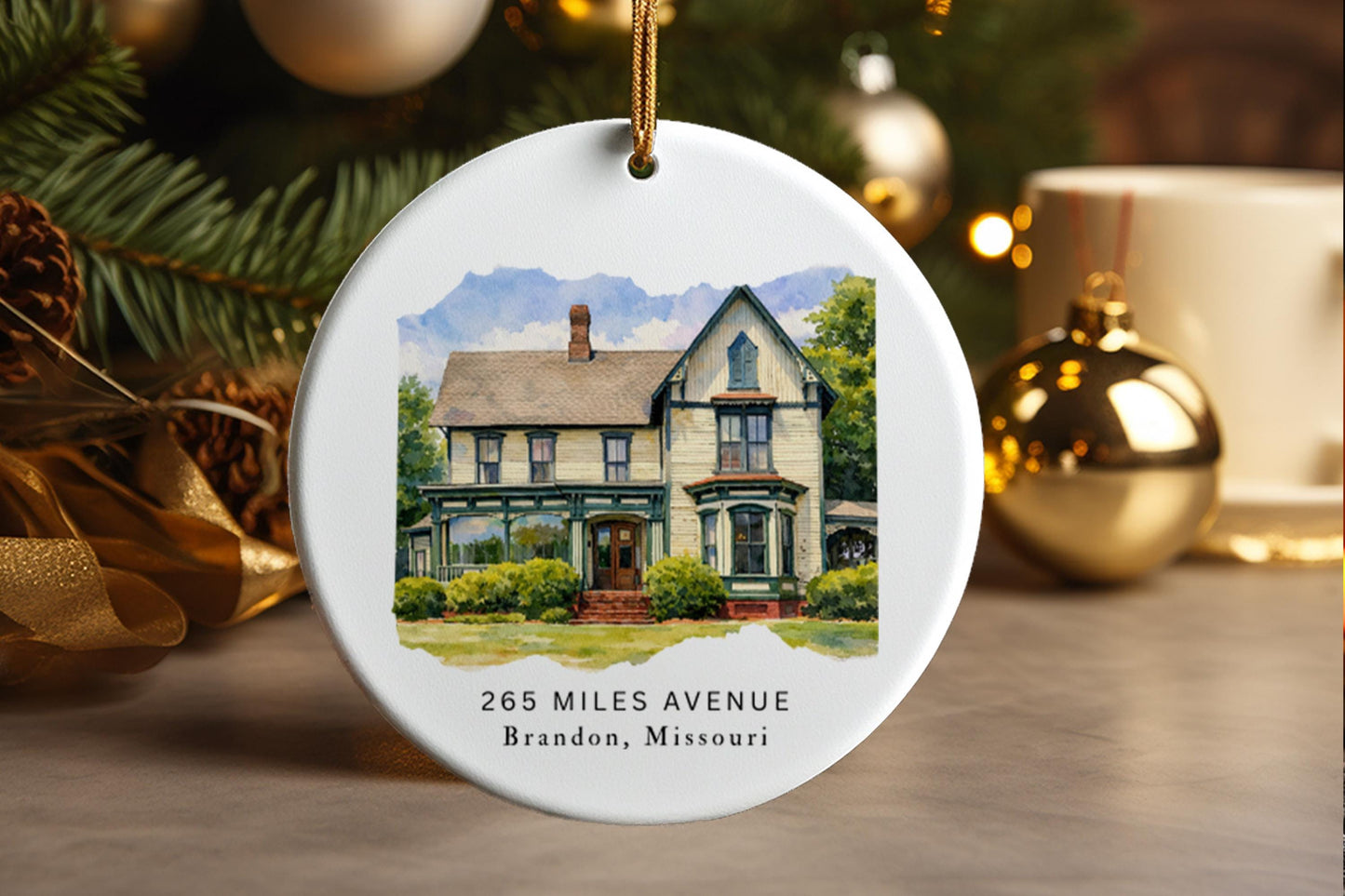 Custom Watercolor House Ornament, Personalized Christmas Gift, New Home Keepsake, Housewarming Present, First Home