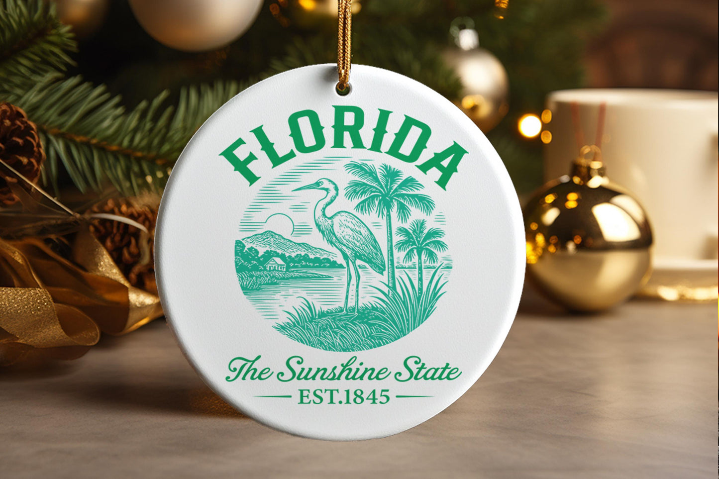Florida Sunshine State Ceramic Ornament – Travel Souvenir Keepsake Christmas Tree Decoration