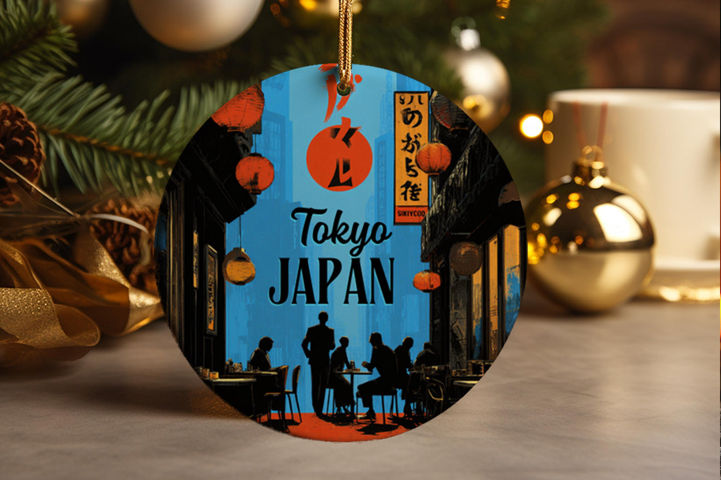 Tokyo Tea House Ornament Japan Modern Architecture Sakura Travel Souvenir Tree Decor