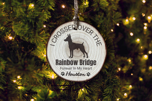Miniature Pincher Rainbow Bridge Ornament, Personalized Dog Memorial, Custom Pet Loss Gift