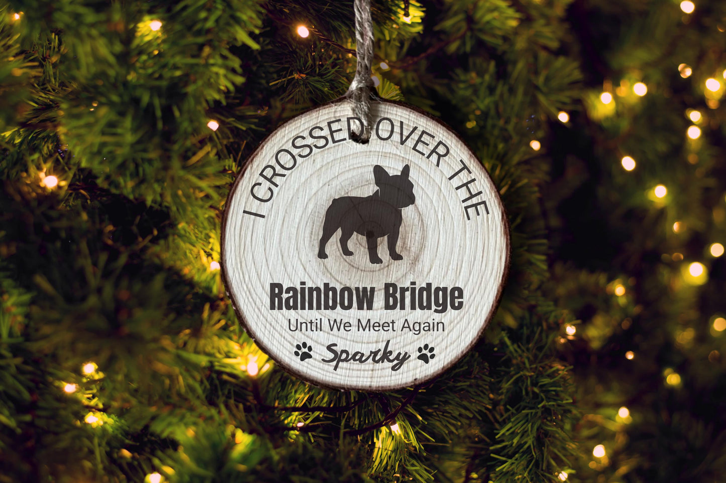 French Bulldog Rainbow Bridge Ornament, Personalized Dog Memorial, Custom Pet Loss Gift