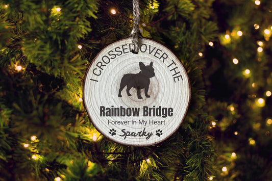 French Bulldog Rainbow Bridge Ornament, Personalized Dog Memorial, Custom Pet Loss Gift