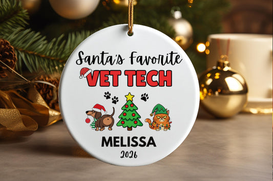 Personalized Vet Tech Appreciation Christmas Ornament 2026 Custom Vet Gift Animal Lover