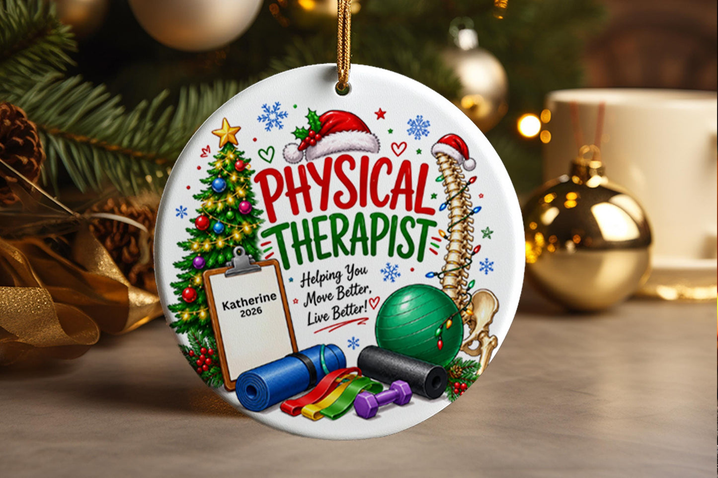 Personalized Physical Therapist Christmas Ornament 2026, Custom PT Keepsake, Physical Therapy Graduation Gift