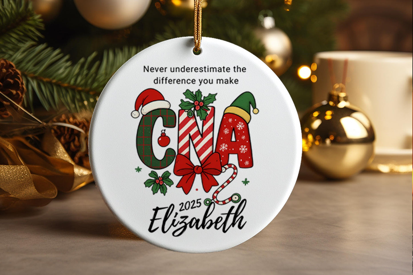 Personalized CNA Christmas Ornament 2026, Certified Nursing Assistant Gift, Custom Healthcare Keepsake