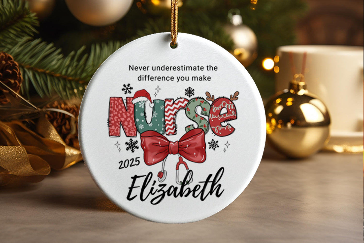 Personalized Nurse Christmas Ornament 2026, Custom RN Keepsake, Healthcare Appreciation Gift