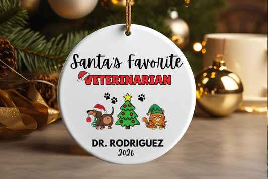 Personalized Veterinarian Christmas Ornament 2026 Custom Vet Gift Animal Lover
