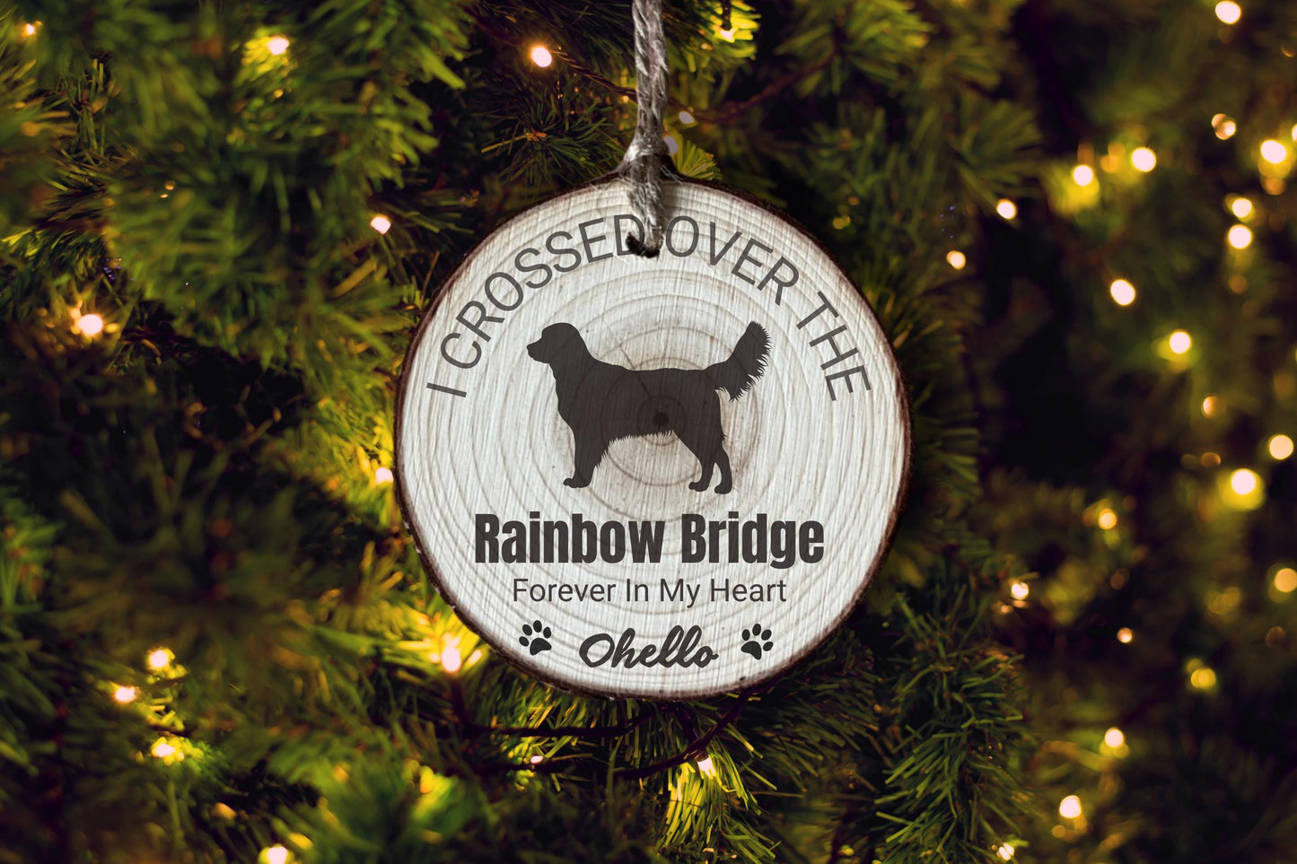 Golden Retriever Rainbow Bridge Ornament, Personalized Dog Memorial, Custom Pet Loss Gift