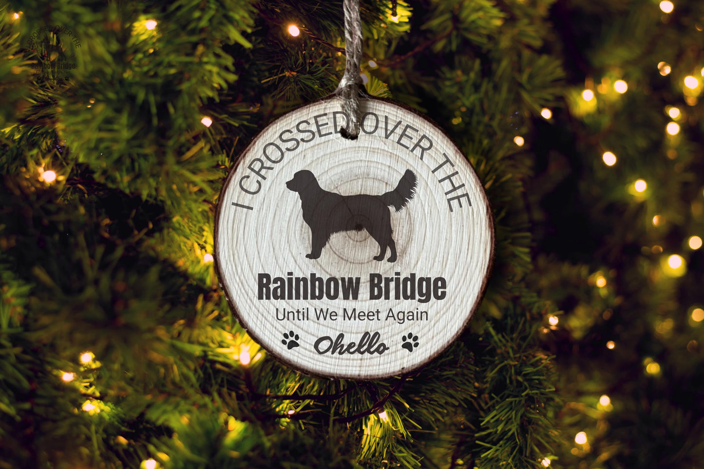 Golden Retriever Rainbow Bridge Ornament, Personalized Dog Memorial, Custom Pet Loss Gift