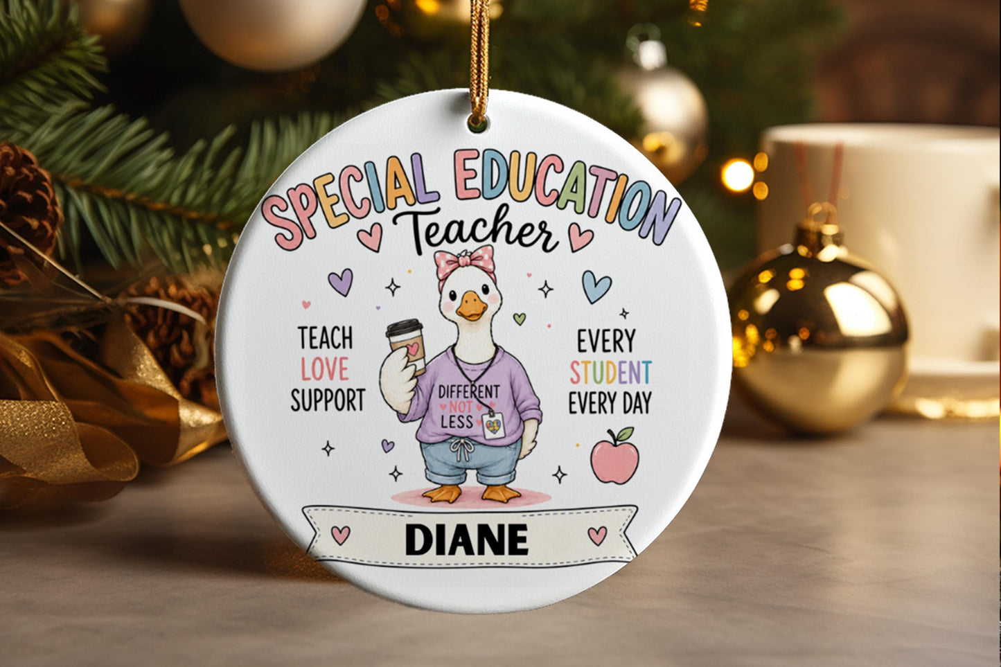 Personalized Special Education Teacher Goose Ornament 2026, Custom SPED Christmas Gift