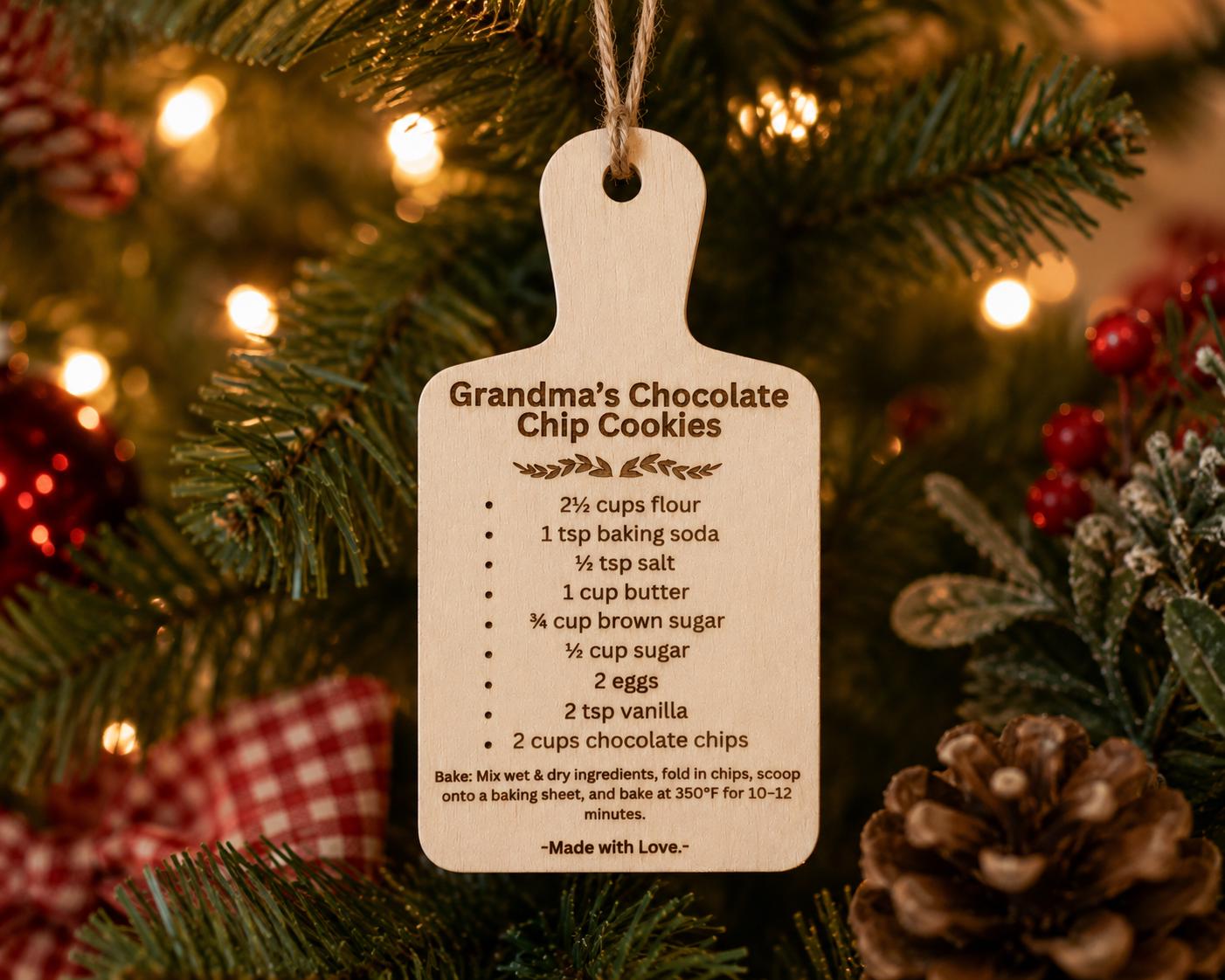 Personalized Family Recipe Keepsake | Handwritten Recipe | Cutting Board Ornament, Magnet or Plaque | Memorial Gift
