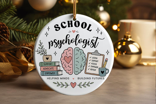 School Psychologist Ornament, Psychology Staff Christmas Gift, Mental Health Advocate Keepsake, Counselor Appreciation