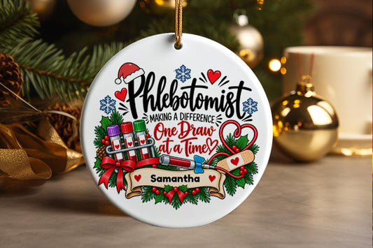 Personalized Phlebotomist Ornament, Phlebotomy Tech Christmas Gift, Blood Draw Technician Ornament