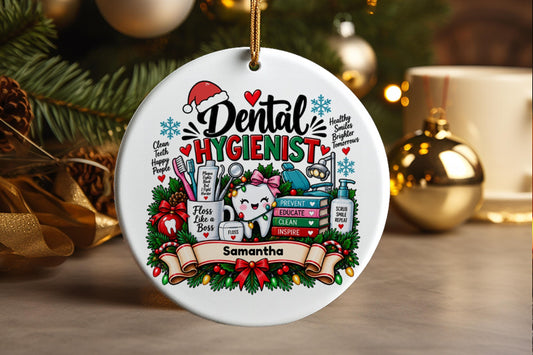 Personalized Dental Hygienist Ornament, Ceramic Christmas Gift