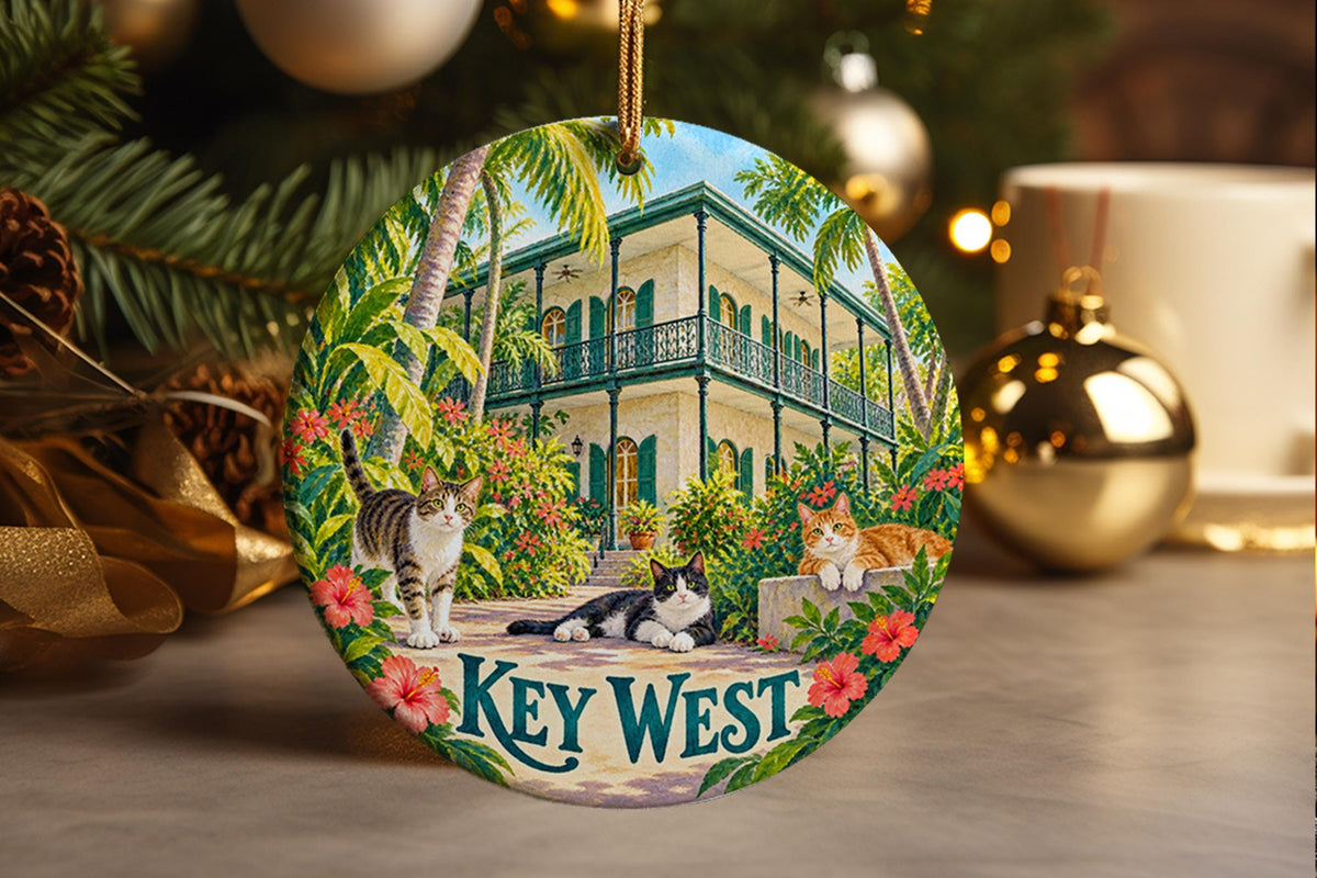 Key West Hemingway Home Cats Ornament, Florida Vacation Christmas Keepsake
