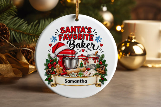 Baker Christmas Ornament, Santa’s Favorite Personalized Baking Gift for Pastry Chef