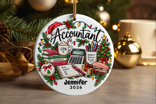 Personalized Accountant Christmas Ornament, CPA Gift, Bookkeeper Holiday Keepsake, Finance Professional Decor