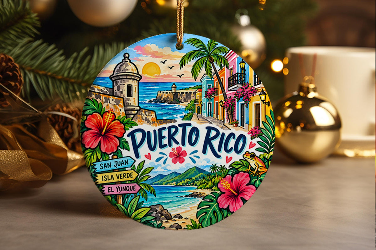 Puerto Rico Ornament, San Juan El Yunque Caribbean Travel Christmas Vacation Keepsake