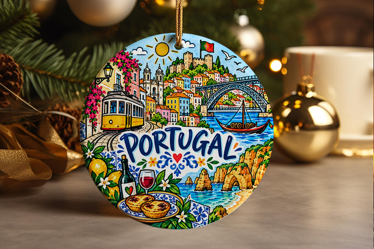 Portugal Christmas Ornament, Lisbon Travel Keepsake, Portuguese Vacation Souvenir Gift