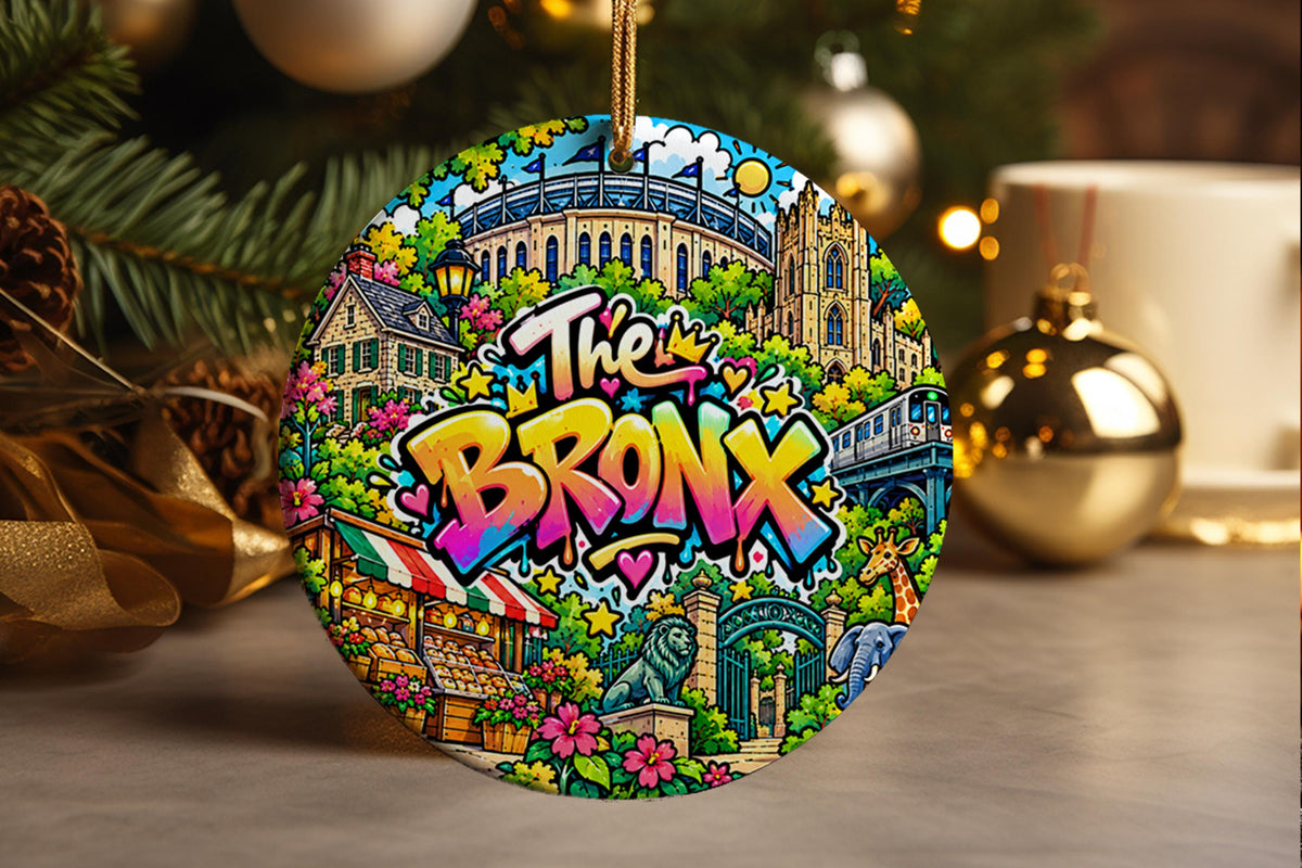 Bronx NYC Christmas Ornament, New York City Graffiti Art, Colorful Travel Souvenir Gift