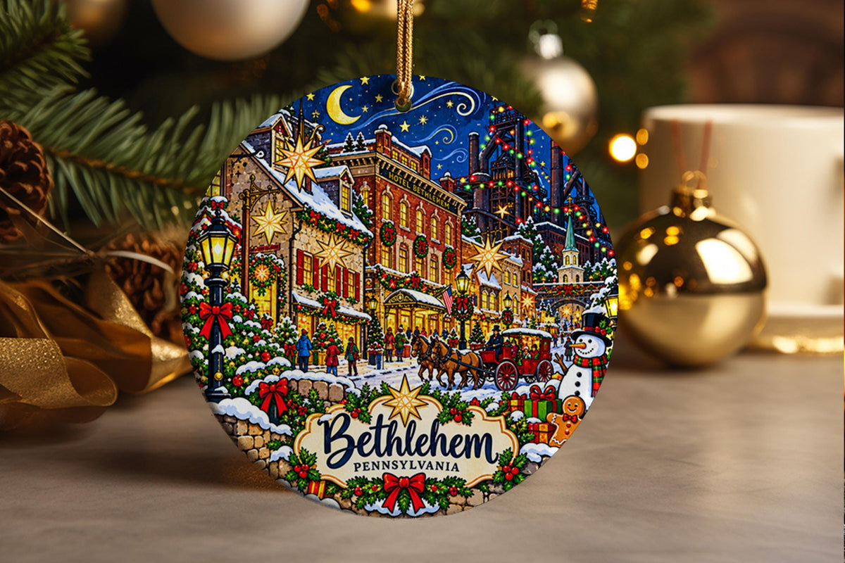 Bethlehem PA Christmas Ornament, Pennsylvania Travel Souvenir, Christmas City Keepsake