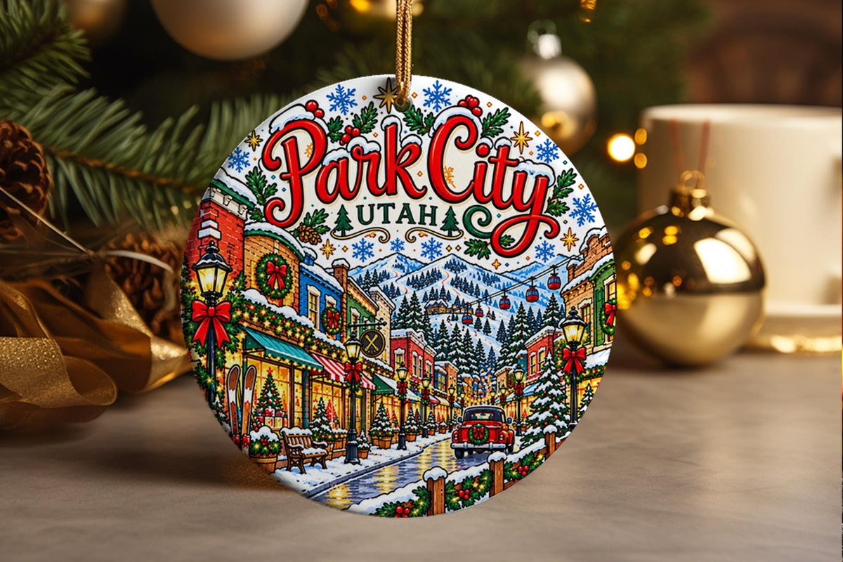 Park City Utah Christmas Ornament, Ski Town Souvenir, Mountain Holiday Travel Gift