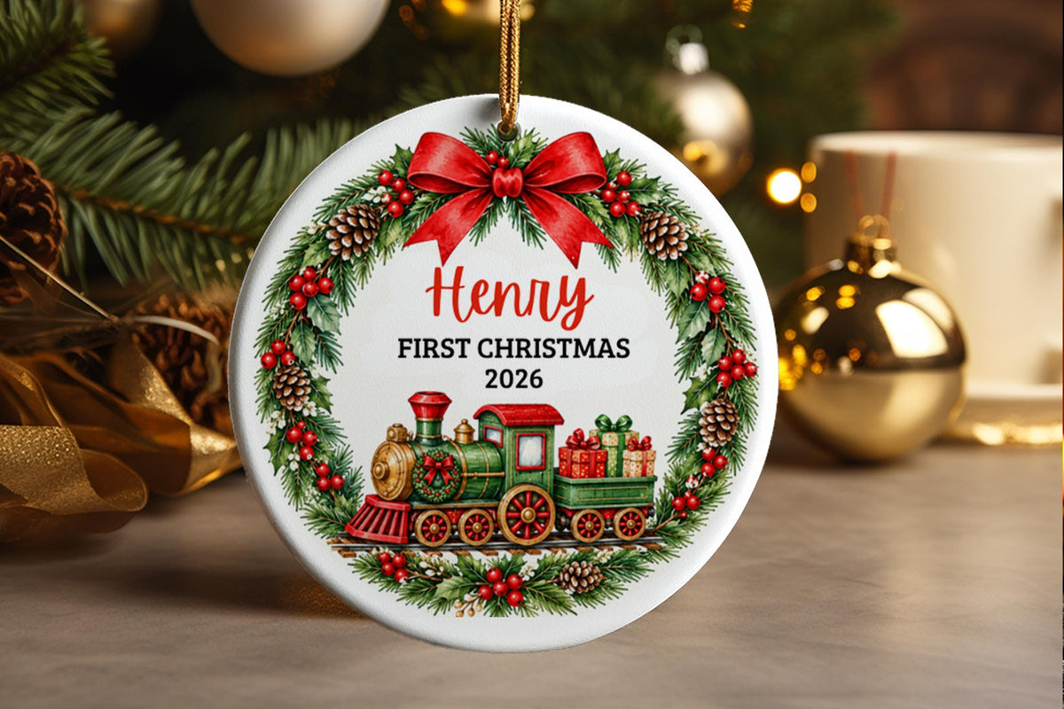 Personalized Baby First Christmas Train Ornament, 2026 Keepsake