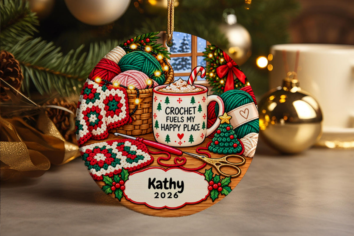 Personalized Crochet Christmas Ornament, Crocheter Gift, Yarn Lover Keepsake, Crochet Hook Gift