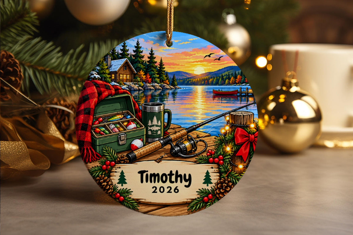 Personalized Fishing Christmas Ornament, Fisherman Gift, Fishing Lover Keepsake