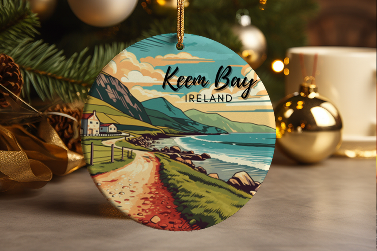 Achill Island Keem Bay Ireland Illustration Travel Ceramic Ornament Souvenir Gift Irish Landscape Decor