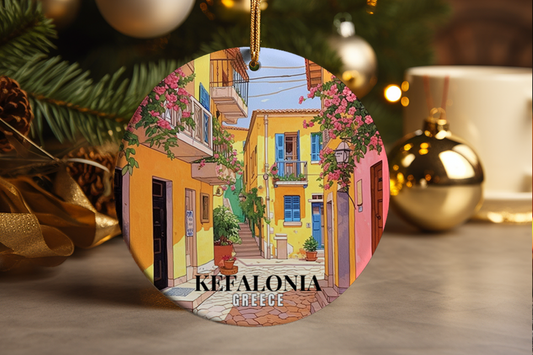 Kefalonia Greece Ornament: Hand-Illustrated Travel Souvenir, Keepsake