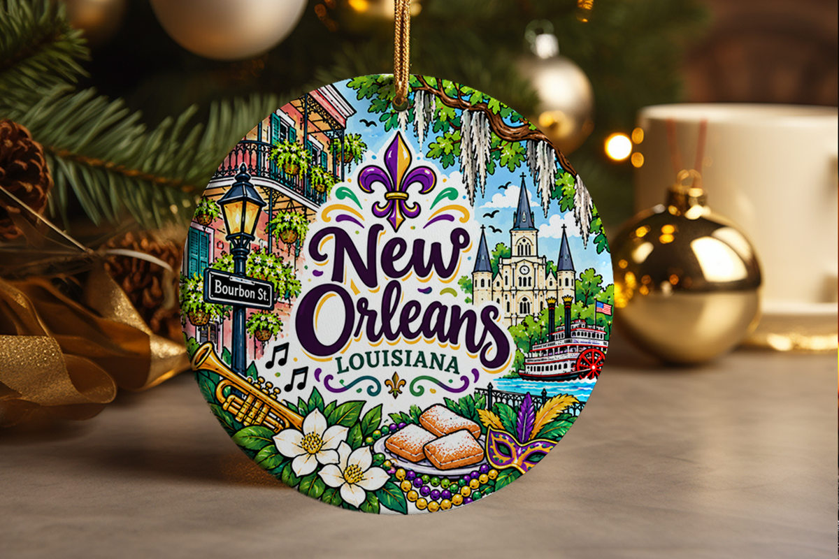 New Orleans Louisiana Christmas Ornament, French Quarter Travel Souvenir, NOLA Gift