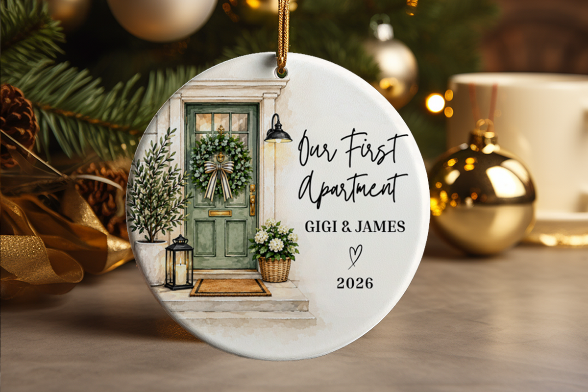 Our First Apartment Ornament, Personalized Couple Gift, New Home Christmas Keepsake