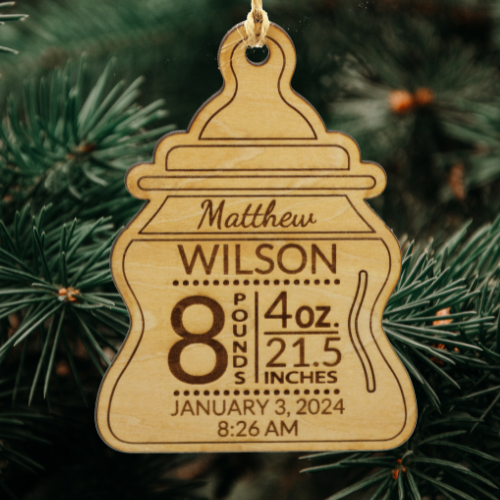 Personalized Baby Birth Stat Wood Ornament